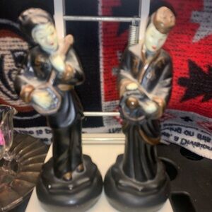 Antique Japanese Vintage Lady Statue Set *RARE*